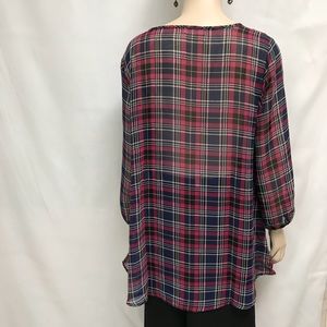 soul cake Tops - FINAL SALE Plaid SHEER Blouse Shirt Navy Pink soul cake Tops - FINAL SALE Plaid SHEER Blouse Shirt Navy Pink